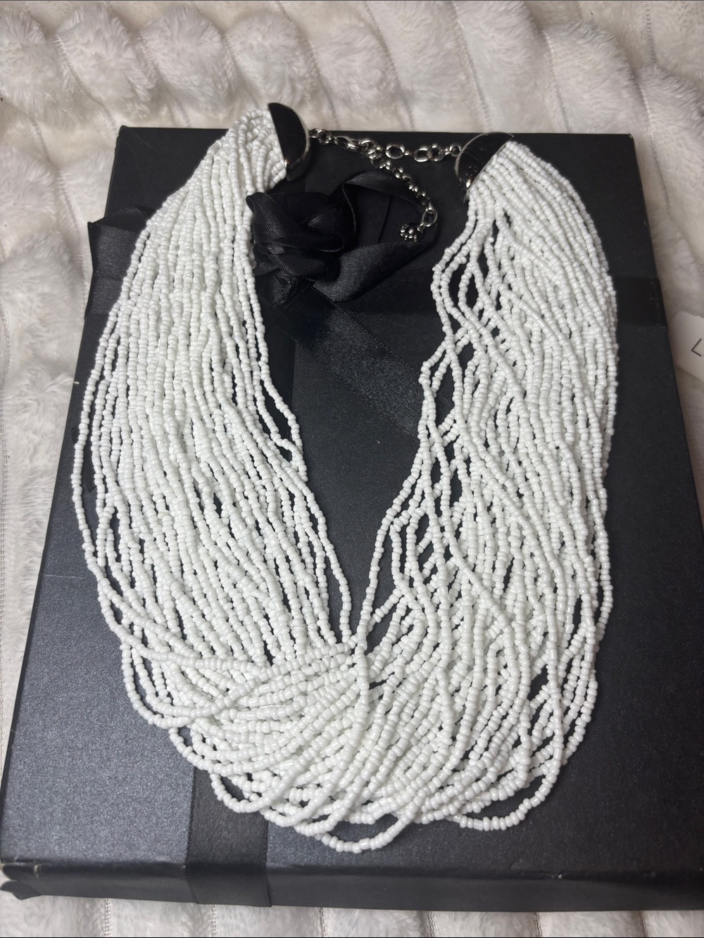 Talbots Multi-Strand White Beaded Necklace